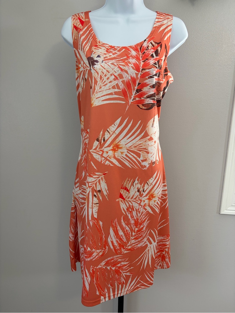 Vandana Orange Tropical Print Sleeveless Dress